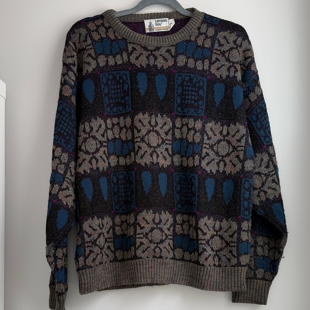 Vintage 90’s London Fog Multicolor Geometric Crewneck Sweater